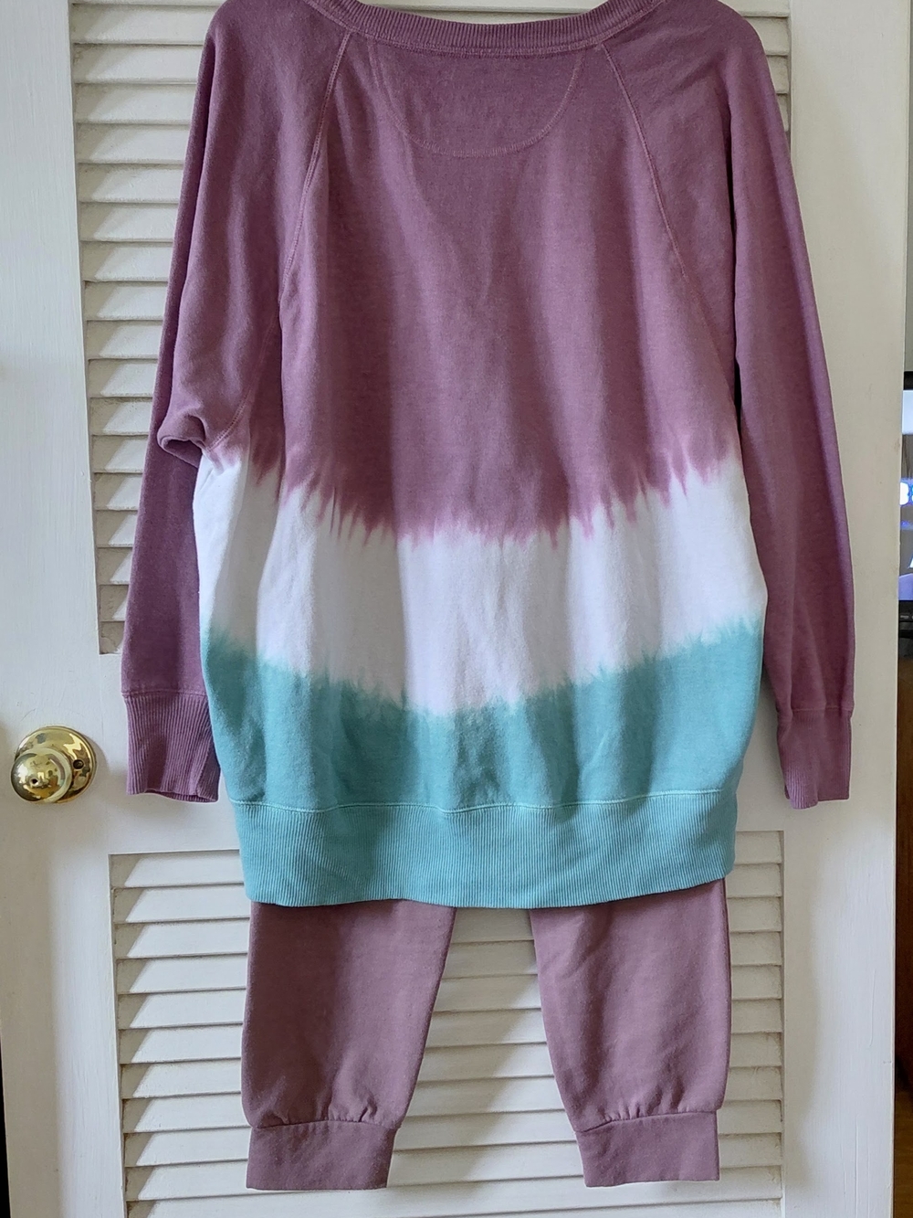 Mixed Brand 2-Piece Tie Dye Lounge Set — Mauve Pink & Teal Blue